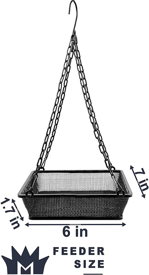 Hanging Bird Feeder with Mesh Tray, Black